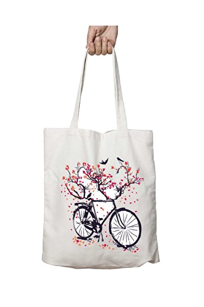 ART HEDİYE دراجة شجرة غصين الطيور - حقيبة كتف دائمة وقابلة للغسل على الجانبين