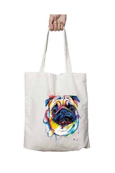 ART HEDİYE Собака породи мопс - двостороння міцна та пральна сумка через плече