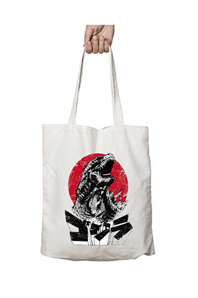 ART HEDİYE Godzilla the King Will Rise - Two Sides Lasting and Washable Shoulder Tote Bag