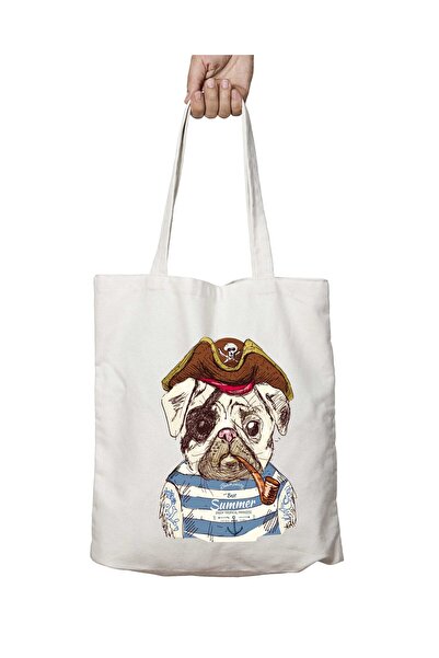 ART HEDİYE كابتن صيفي من Pug Dog - حقيبة كتف تدوم طويلاً وقابلة للغسل على الج...