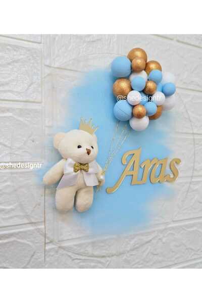 s'he design ERKEK BEBEK İSMİNE ÖZEL HAZIRLANAN BÜYÜK BOY PLEKSİ KAPI SÜSÜ