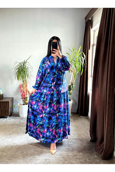 PREMİER VİE Viscose Hijab Pleated Crew Neck Dress
