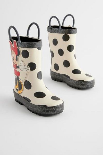 Next Baby Αδιάβροχες μπότες βροχής Minnie Mouse με μοτίβο ασπρόμαυρο