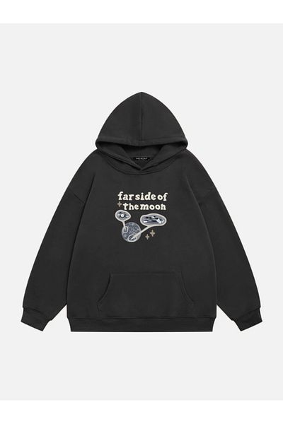 Mad&Calf Unisex Φούτερ με κουκούλα με στάμπα Farside Of The Moon