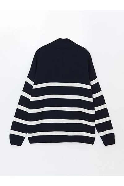 LC Waikiki Stand Collar Long Sleeve Striped Men's Knitwear Sweater - W4Ht91Z8