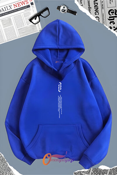 oneagılyazı DİKEY YAZI BASKILI KAPÜŞONLU SWEATSHİRT
