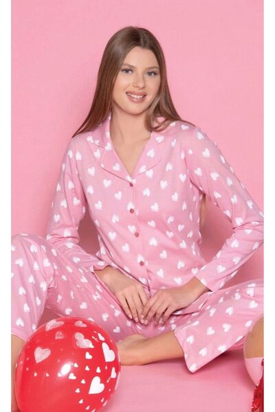 İpek Women's Long Sleeve Buttoned Front Pajamas Set