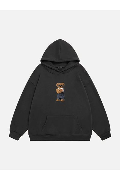 Mad&Calf Φούτερ με στάμπα Teddy Bear Unisex Oversize με κουκούλα Fleece