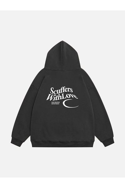 Mad&Calf Unisex Fleece Oversize Φούτερ - Scuffers With Love Printed, Hoodie