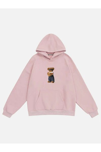 Mad&Calf Unisex Teddy Bear Φούτερ με κουκούλα Fleece Oversize