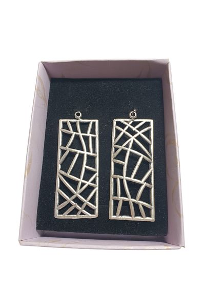 Ororabutik Orora Geometric Figured Silver Color Necklace and Earring Set