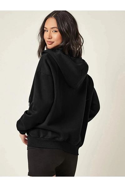 npLStore Unisex Plus Size Unprinted μονόχρωμη ζακέτα/μπουφάν με φερμουάρ 3 νημάτων