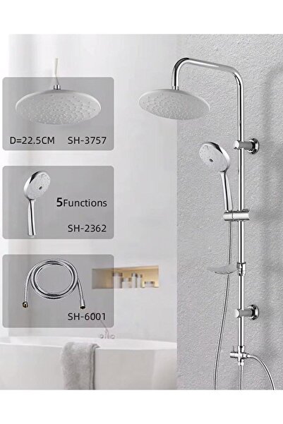 YUEN Duş Seti Krom Beyaz Yağmurlama Tepe Ve Jet Sprey Özellikli El Duş Başlığ...