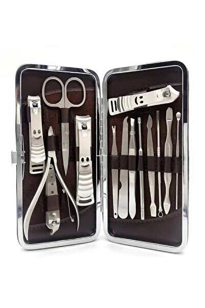 Genel Markalar Çelik Manikür Pedikür Seti 12 Parça Büyük Boy Profesyonel - OF...