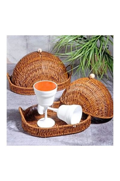 Kosova SPT278.B 35x25x18cm Large Oval Plastic Tray with Lid (Single)