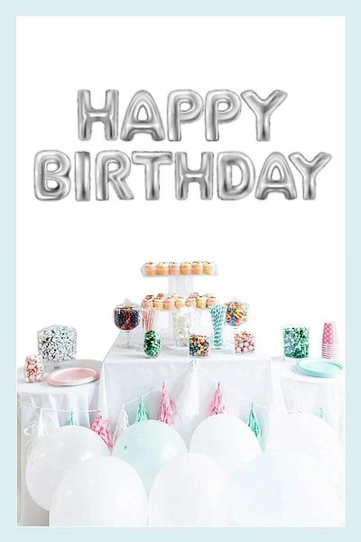 by Fasulye Foil Balloon 40 cm Silver "happy Birthday" Text