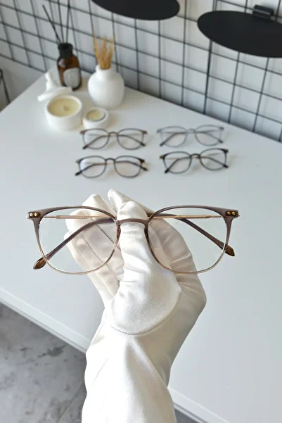 LOOKUP NEW Clear Blue Brown Silver Rectangle Blue Block Glasses for Unisex Women and Men - Light Protection and Filtered