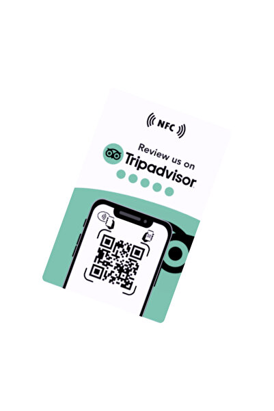 İngilizce NFC ve QR Kodlu Tripadvisor Yorum ve Puanlama Kartı
