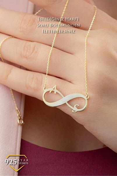 JEMIRA İki Harfli Sonsuzluk Gümüş Kolye Kişiye Özel Tasarım 925 Ayar 14k Altı...