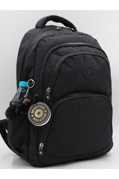 Bevitton Unisex School Backpack - Daily Crinkle Fabric, 2100 Model, Black