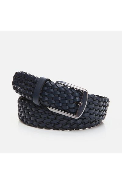Hotiç Ανδρική ζώνη από γνήσιο δέρμα Navy Blue