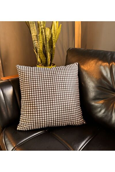 çataloğlu tekstil Kaz Ayağı Desenli Dekoratif Kırlent Kılıfı Yastık Kılıfı