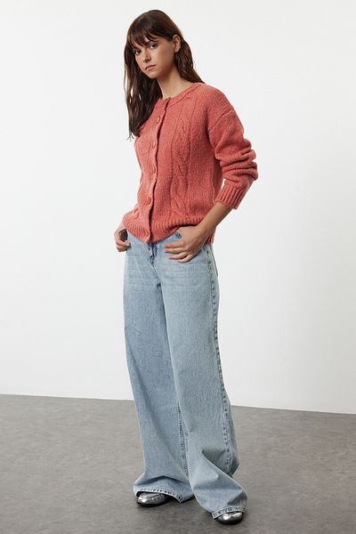 Trendyol Collection Dried Rose Knitwear Cardigan - Soft Texture and Knitted Detail Twoaw25Hi00310