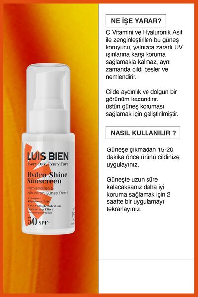 Luis Bien SPF 50 Güneş Kremi – Nemlendirici & Işıltı Veren Yüksek Koruma (50 ml)