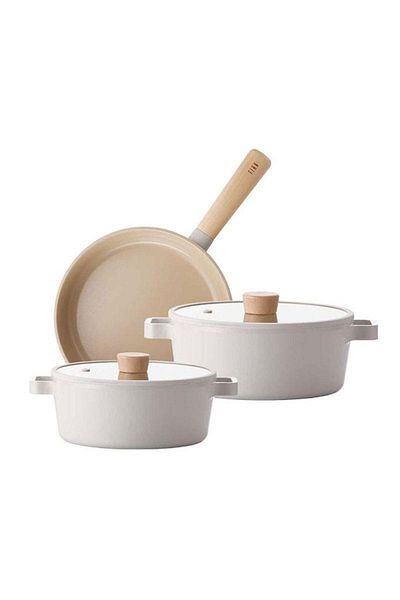 NEOFLAM Fika Beige Pot and Pan Set 5 Pieces
