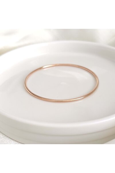 Güler Yüzlü Silver 6,5 CM ÇELİK İNCE BOMBELİ AJDA BİLEZİK 1 ADET - ROSE BAKIR