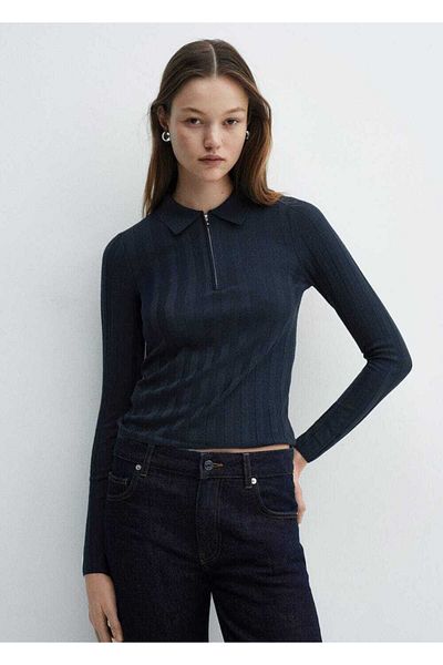 MANGO Woman Zippered Collar Sweater