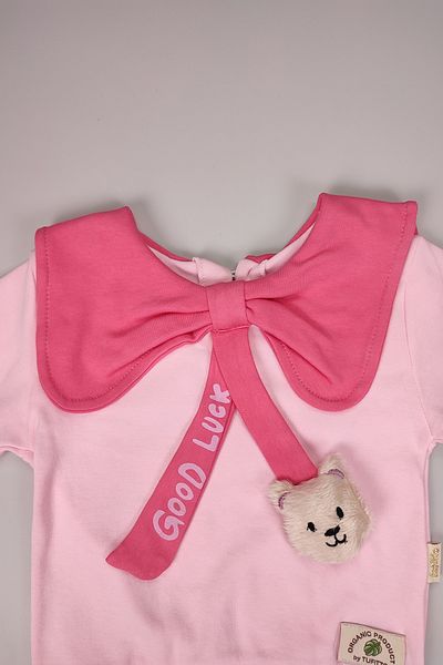 Peki Baby Girl Seasonal Combed Cotton Set - Add 5 Pay 4, Organic Cotton Teddy Bear, Figure Ribbon Collar Gift 14768