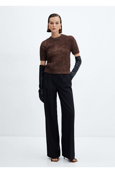 MANGO Woman Short Sleeve Glitter Sweater