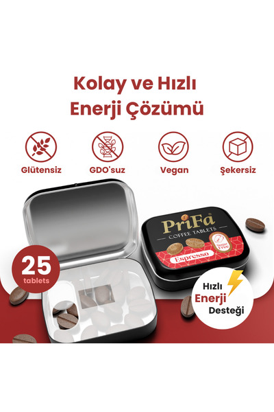 prifa Coffee Tablets Şekersiz Gerçek Kahve Şeker Ilavesiz Emilebilir Kahve Tablet