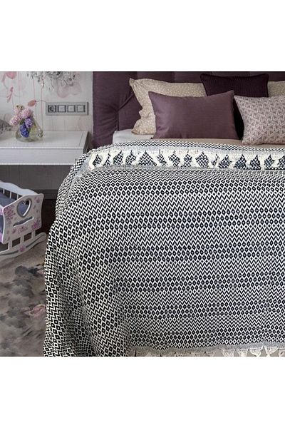 MCN Tekstil Black Double Bedspread 200x230 Cm Cotton Tufted Pique