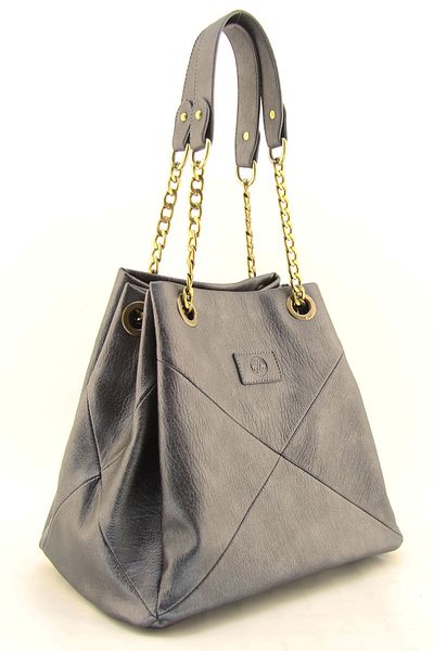 HNB Gray Chain Strap Gusseted Women's Shoulder Bag