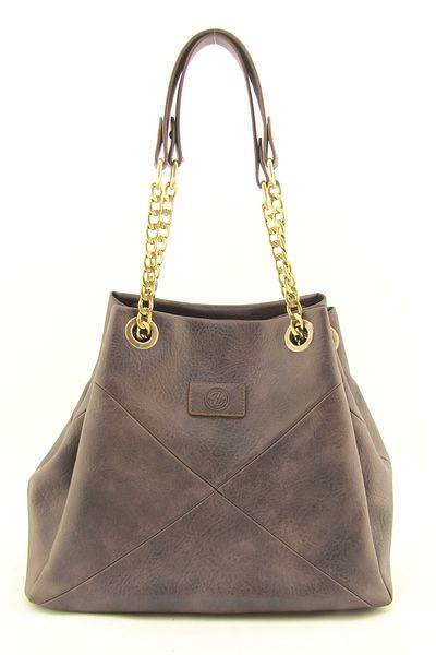 HNB Brown Shoulder Bag with Gusseted Chain Strap
