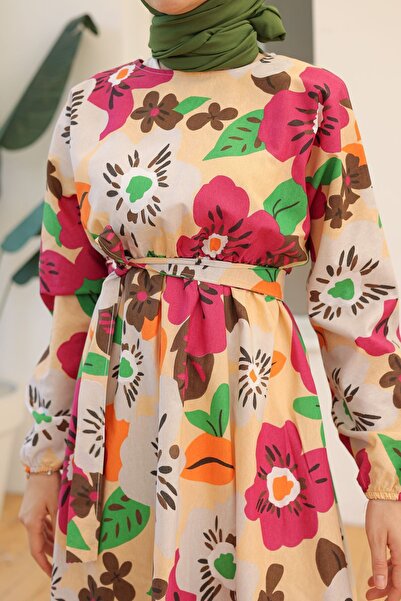 Moka Shopin Fuchsia Patterned Mokashopin Dress - 10068.1778