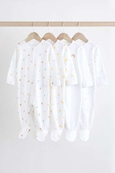 Next Baby Contton White Bright Character Baby Sleepsuits (0-2yrs)