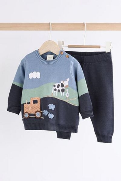 Next Baby 0-2 Years Baby Knitted 100% Cotton Top and Leggings Set