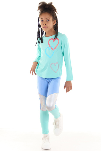 Colorinas Colanți din bumbac pieptănat pentru fete colorblock