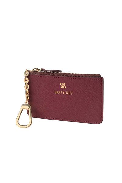 Happy-Nes Burgundy Mini Wallet with Strap - Real Leather Made