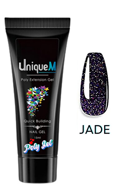 Uniquem Glitter Serisi Protez Tırnak Polijel Oje Kalıcı Oje 15 ML Poly Gel Na...