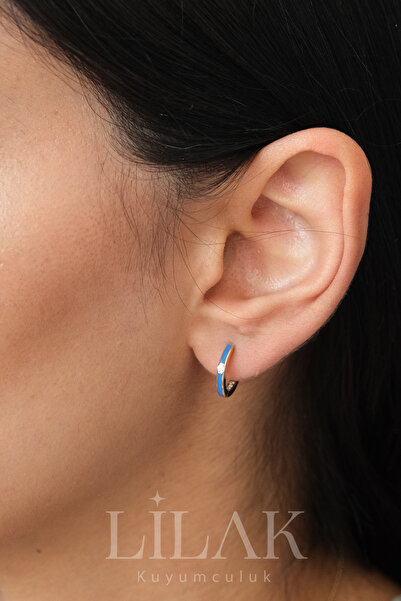 LİLAK KUYUMCULUK 14 Ayar Altın Renkli Mineli Mini Halka Küpe