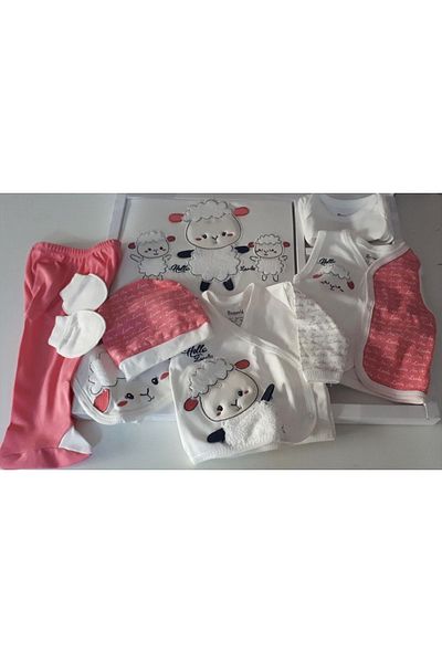 Miniworld Piloris Baby Girl White Lamb Cotton Hospital Discharge Set 10 Pieces
