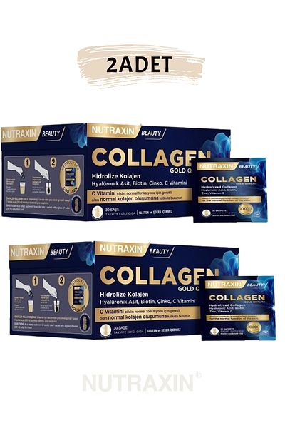 Nutraxin Beauty Gold Collagen - 10000 Mg 30 Sachets & 100 Face Wash Gel (2 Pcs) //set1712//