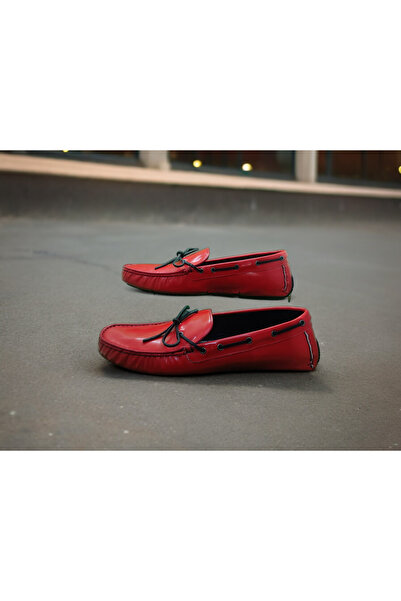 Baliz Чоловічі червоні мокасини з натуральної шкіри