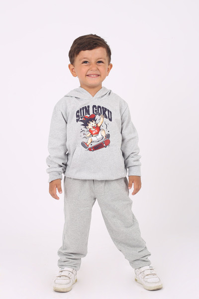 armicem Boy's Tracksuit Set - Sun Goku Printed, Kangaroo Pocket and Hood