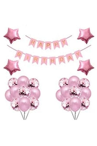 DÜVENCİ TİCARET Star Patterned Happy Birthday Balloon Set