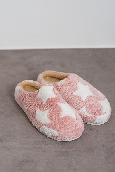 Moda Frato Modafrato YILDIZ PELUŞ Kadın Ev Terliği Kışlık Terlik Sessiz Taban